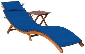 vidaXL Espreguiçadeira de jardim com mesa e almofadão acácia maciça