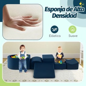 Conjunto de 5 peças para escalada e gatinhar com piscina de bolas (NÃO INCLUIDAS) e capa lavável na máquina Azul escuro