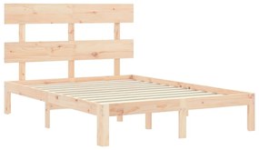 Estrutura de cama com cabeceira 140x190 cm madeira maciça