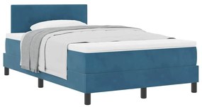 Cama Box Spring com Colchão Azul Escuro Pequena Cama de Veludo