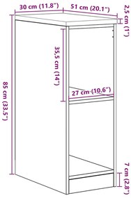 Armário de arrumação de garagem cinzento sonoma 30x51x85 cm
