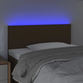 Cabeceira de cama c/ luzes LED tecido 100x5x78/88 cm castanho