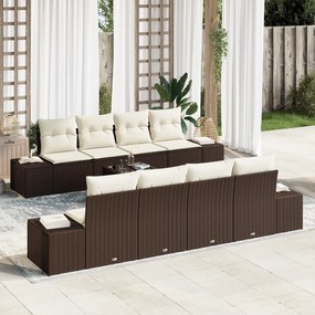 Conjunto de Sofá de Jardim de 7 Peças com Almofadas Castanho de Rattan