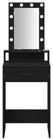 Mesa de Maquiagem vidaXL com Luzes LED Preto e Carvalho 50x41x140 cm