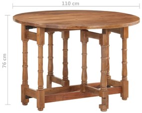 Mesa de jantar redonda 110x76 cm madeira de mangueira maciça