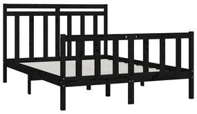 Estrutura de cama king 150x200 cm pinho maciço preto