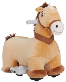 AIYAPLAY Cavalo Elétrico para Crianças de 18 a 36 Meses Cavalo de Brincar Elétrico com Bateria 6V e Música 69x34x53 cm Marrom | Aosom Portugal