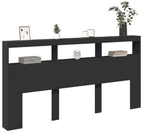 Armário de cabeceira com luzes LED 200x17x102 cm preto