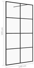 Divisória de chuveiro c/ vidro transparente ESG 140x195cm preto