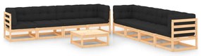 9 pcs conj. lounge jardim c/ almofadões antracite pinho maciço