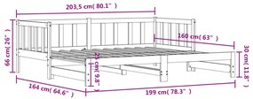 Sofá-cama com gavetão 80x200 cm madeira de pinho maciça branco