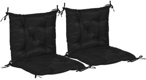 Outsunny Conjunto de 2 Almofadas de Cadeira 50x98x8 cm Almofadas de Cadeira de Exterior para Jardim Terraço Varanda Preto