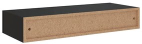 Prateleira de parede com gaveta MDF 60x23,5x10 cm preto