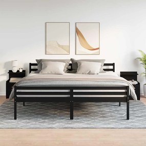 Mesas de cabeceira 2 peças com 2 gavetas pretas 40x36,5x62 cm