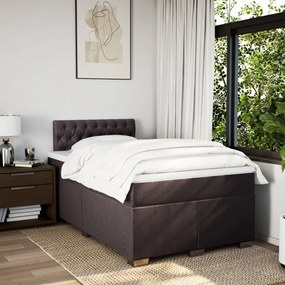 Cama boxspring com colchão 120x190 cm tecido castanho-escuro