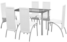 Conjunto de Jantar Dinner com 6 Cadeiras e 1 Mesa - Branco - Design Mo