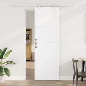 Porta Deslizante vidaXL com Conjunto de Ferragens Branca 78x232 cm Madeira Sólida de Pinho