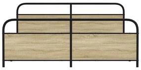 Estrutura de cama sem colchão 200x200cm metal carvalho sonoma