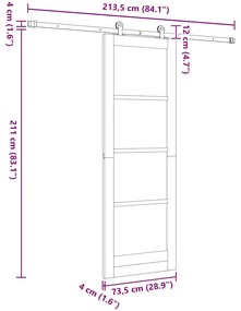 Porta Deslizante vidaXL com Conjunto de Hardware "ORKDAL" em Madeira S