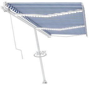 Toldo automático independente 600x350 cm azul e branco