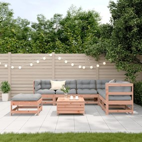 8 pcs conj. lounge jardim c/ almofadões madeira douglas maciça
