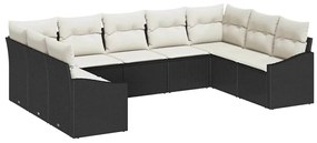 Conjunto de Jantar de Jardim com 9 Peças e Almofadas de Rattan Poli Pr