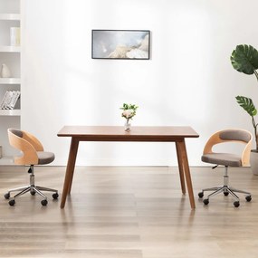 vidaXL Cadeiras jantar 2 pcs madeira curvada/tecido cinzento-acastanh.