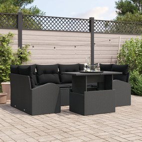 Conjunto de Sofá de Jardim de 7 Peças com Almofadas em Rattan Poliéste
