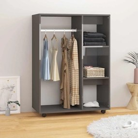 vidaXL Roupeiro 80x40x110 cm contraplacado cinzento brilhante