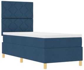 Cama Box Spring com Colchão e LED Azul 80x200 cm Tecido