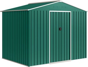 Outsunny Abrigo de Jardim Exterior 3,6 m² 236x171x191 cm com Portas Deslizantes e Ranhuras de Ventilação Verde | Aosom Portugal