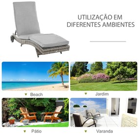 Espreguiçadeira de Vime Reclinável Espreguiçadeira de Jardim com Forma