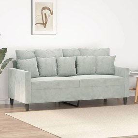 Sofá de 2 lugares 140 cm veludo cinza-claro