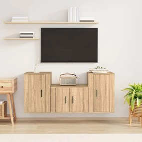vidaXL Conjunto móveis de TV 3 pcs madeira processada carvalho sonoma