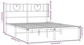 Estrutura de cama com cabeceira 135x190 cm metal branco