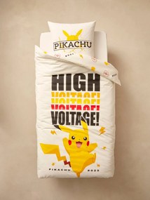 Agora -25%: Conjunto capa de edredon + fronha de almofada Pokémon® Voltage, para criança branco