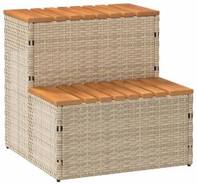 vidaXL Degrau p/ hidromassagem 50x50x50,5 cm PE e acácia maciça bege