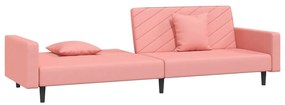 Sofá-cama 2 lugares com duas almofadas veludo rosa