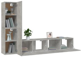 Conjunto móveis de TV 4 pcs madeira processada cinzento cimento