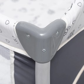 Berço de Viagem Dobrável para Bebés e Crianças até 15kg com 2 Rodas e Bolso Lateral Berço Portátil com Bolsa de Transporte 124x66x77,5cm Cinza
