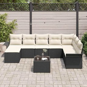 Conjunto de Sofá de Jardim de 8 Peças com Almofadas Rattan PE Marrom