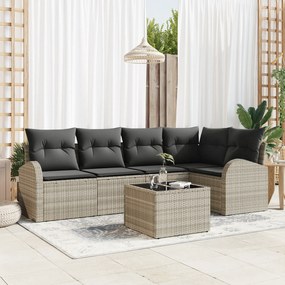 Conjunto de Sofá de Jardim com 6 Peças e Almofadas Cinza Rattan Sintét