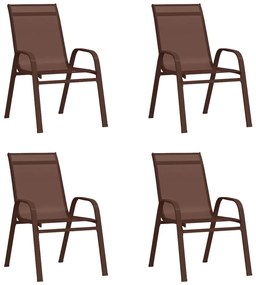 Cadeiras de jardim empilháveis 4 pcs textilene castanho
