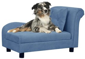 Sofá para cães com almofada 83x44x44 cm pelúcia azul