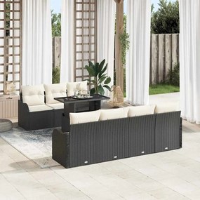 Conjunto de Sofá de Jardim vidaXL 8 Peças com Almofadas Rattan Polipropileno Preto