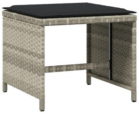 11 pcs conjunto jantar p/ jardim c/ almofadões vime PE cinzento