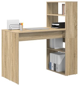 Secretária com Armazenamento Carvalho Sonoma 113x54x120 cm Madeira Eng
