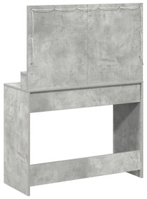 Mesa de Maquilhagem com Luzes LED Cinza Concreto 100x41x135 cm