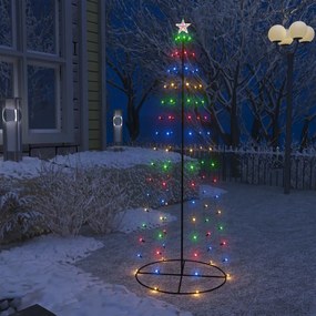vidaXL Árvore de Natal em cone c/ 100 luzes LED multicor 70x180cm