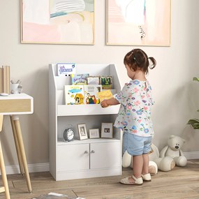 Estante para Brinquedos Infantil Estante para Crianças de 3 a 8 Anos para Brinquedos Sapatos Livros 60x29,5x100 cm Branco